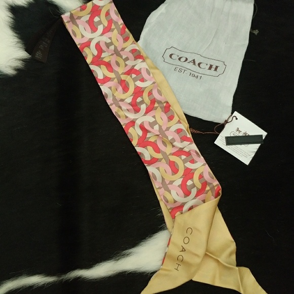 Coach ~ Silk Reversible Graphic Kristin C Chainlink Italian Print Handbag Scarf - Picture 3 of 6